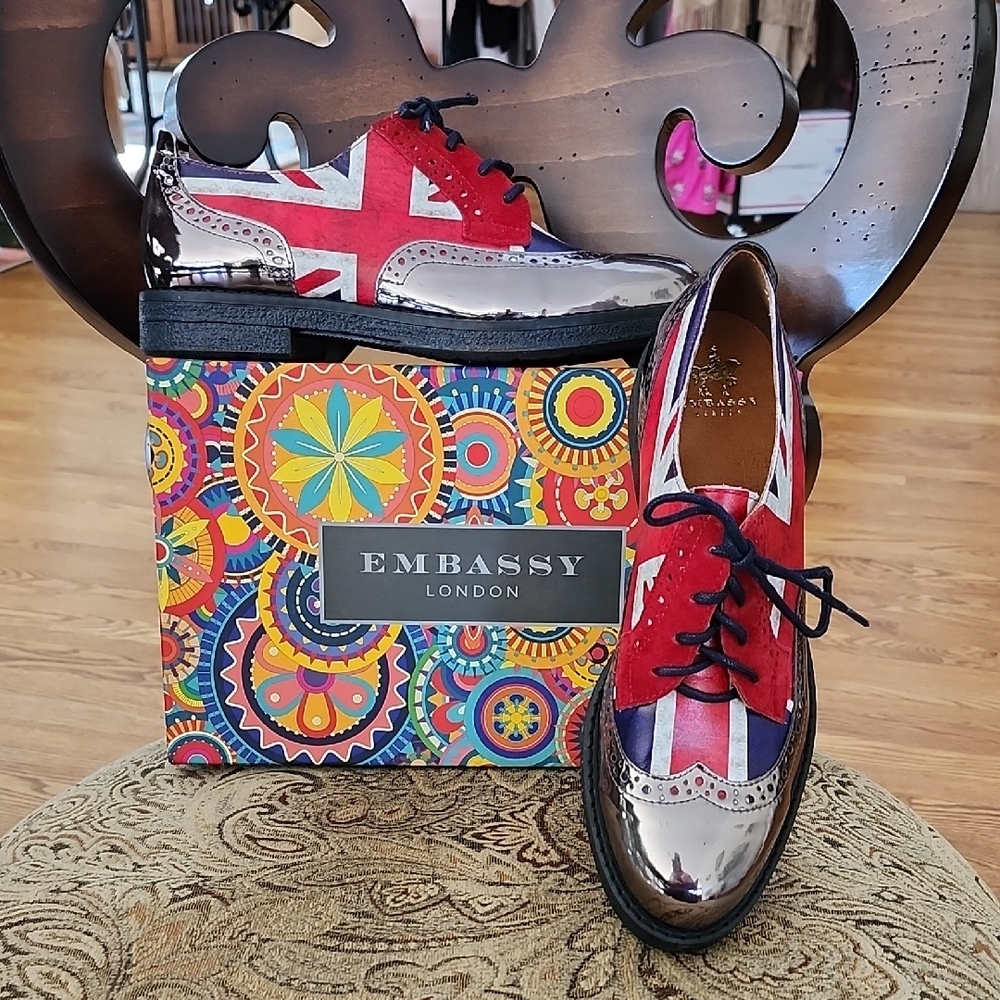 EMBASSY LONDON The Artist - Jubilee Chrome Oxford Shoes - NIB